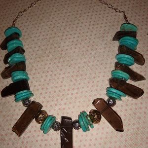 Turquoise & Agate Druzy necklace.